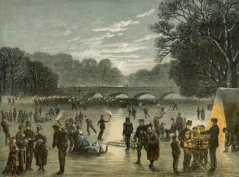 Schlittschuhlaufen auf der Serpentine im Hyde Park, London, ca. 1850