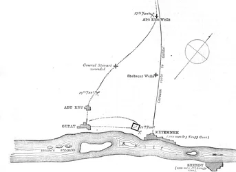 Skizzenkarte der Bewegungen vom 17.-21. Januar 1885, um 1885