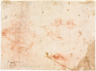 Skizze von zwei Männern und anderen verschiedenen Figuren, 1600er Jahre