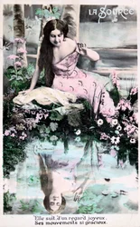Frühling, Vintage französische Postkarte, um 1900