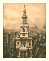 St Mary-le-Strand, Blick von Westen, Mitte bis Ende 19. Jahrhundert