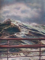 Stürmische See des Atlantischen Ozeans von einem modernen Liner