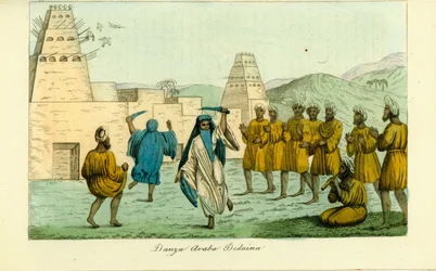 Schwerttanz von nomadischen Beduinen-Arabern in der Nähe des Tals der Könige in Theben von Giovanni Battista Belzoni