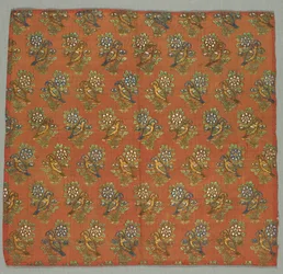 Taftfragment mit Gul-u-Bulbul Rosen- und Nachtigallenmuster, 1700er Jahre
