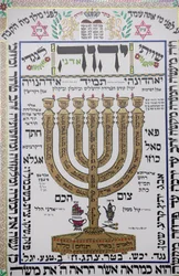 Talmud-Kunstwerk in der Synagoge von Herzliya, Israel