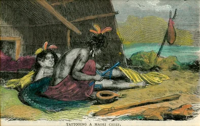 Tätowierung eines Maori-Häuptlings, spätes 19. Jahrhundert