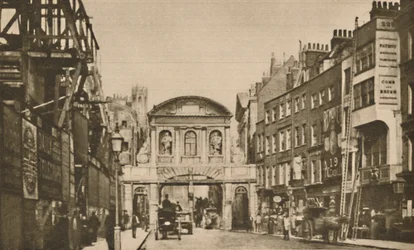 Temple Bar: Die Stadtgrenze im Strand im Jahr 1878, ca. 1935