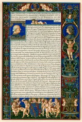 Textseite mit Porträts von Francesco Sforza, 1490