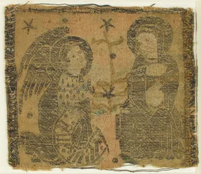 Textil mit der Verkündigung, italienisch, 14. Jahrhundert