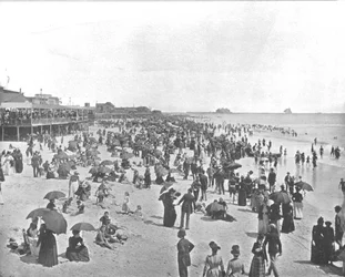 Der Strand von Atlantic City, New Jersey, USA, um 1900