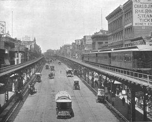 The Bowery, Blick nach Norden, New York, USA, um 1900