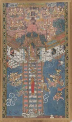 Der Buddha steigt vom Trayastrimsa-Himmel in Sankissa herab, 19. Jahrhundert