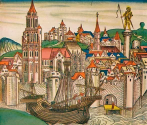 Die Stadt Treviso mit einer Karacke, 1493