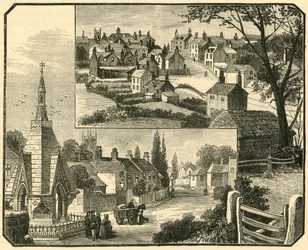 Der Trinkbrunnen. Straße in Broseley, 1898