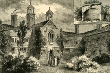 Die Fischhändler-Almshäuser im Jahr 1850, um 1878