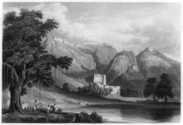 Die Festung von Bowrie, Rajputana, Indien, um 1860