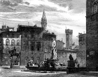 Der Neptunbrunnen, Piazza della Signoria, Florenz, Italien, 19. Jahrhundert