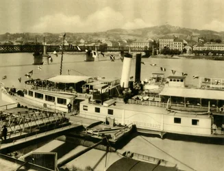 Der Dampfer Franz Schubert auf der Donau, Linz, Oberösterreich, ca. 1935