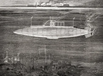 Das französische U-Boot Gustave Zédé, das 1900 vom Stapel lief