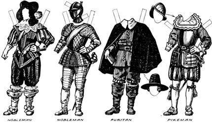 Die große Galerie der historischen Kostüme: Kleider aus der Regierungszeit von James I., ca. 1934