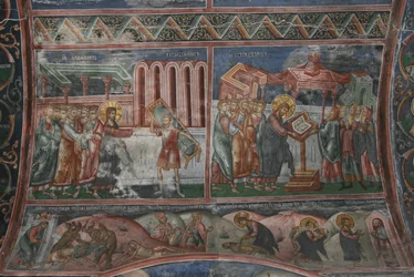 Die Heilung in Kapernaum und andere Szenen aus dem Leben Christi, 14. Jahrhundert