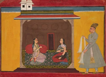 Die Heldin, die treu geliebt wird: Blatt aus einem Rasamanjari, ca. 1710