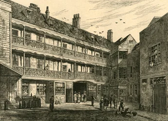 Der innere Hof des alten Belle Sauvage, 1897