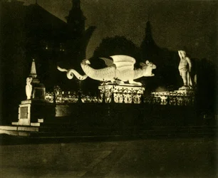 Der Lindwurmbrunnen, Klagenfurt, Österreich, um 1935