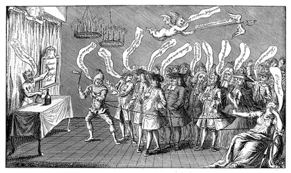 Der Magier oder Flaschenbeschwörer. Englische Leichtgläubigkeit: oder, Ihr seid alle abgefüllt, 1749