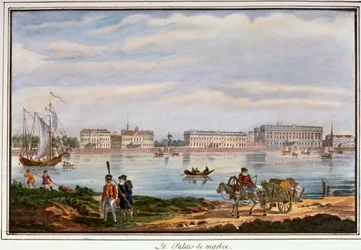 Der Marmorpalast und die Newa-Uferpromenade, St. Petersburg, Russland, 1822