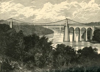 Die Menai-Hängebrücke, 1898