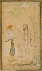 Der Mughal-Prinz Parvez und ein Heiliger, ca. 1610