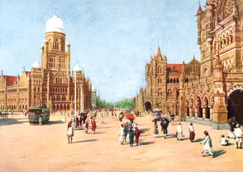Die städtischen Büros und Victoria Terminus, Bombay, Indien, frühes 20. Jahrhundert