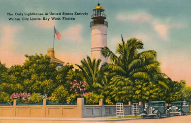 Der einzige Leuchtturm in den USA, der vollständig innerhalb der Stadtgrenzen liegt, Key West, Florida