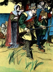 Die Pilgerväter nach ihrer Ankunft in Amerika, 1620 ca. 1900