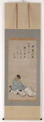 Der Dichter Kakinomoto no Hitomaro, Muromachi- oder Momoyama-Periode, 16. Jahrhundert