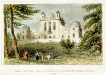 Das Royal Greenwich Observatory, Flamsteed House, Greenwich Park, London, ca. 1835