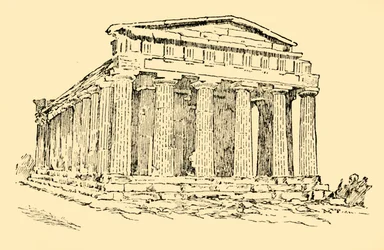 Der Tempel der griechischen Kolonie in Agrigentum auf Sizilien, um 1930