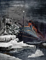Die Titanic kollidiert mit einem Eisberg, 1912