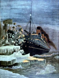 Die Titanic kollidiert mit einem Eisberg, 1912