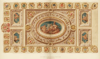 Die Decke des Aldermens Court Room, Guildhall, City of London, 18. Jahrhundert, 1886