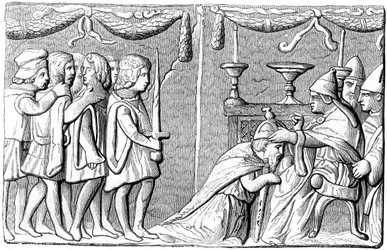 Die Krönung Kaiser Sigismunds 1368-1437 durch Papst Eugen IV., 15. Jahrhundert, 1849