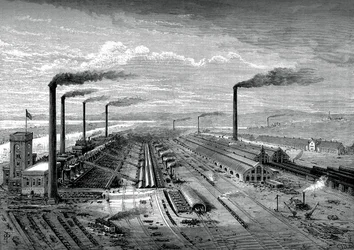 Die Eisen- und Stahlwerke in Barrow, ca. 1880