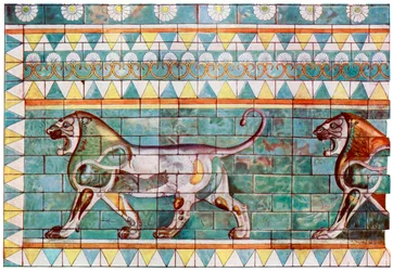 Das Löwenfries aus dem Winterpalast von König Darius in Susa, Iran, 1933-1934
