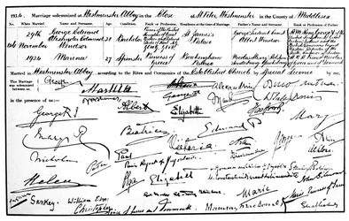 Heiratsurkunde des Herzogs und der Herzogin von Kent
