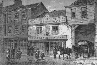 Die Taverne „The Old Cock“, 4 Tothill Street, Westminster, London, 1875 1878