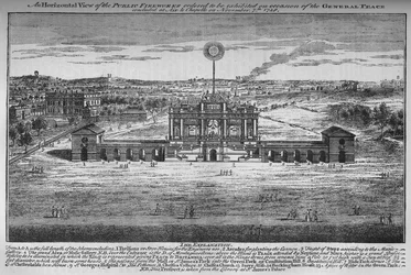 Die Friedensfeiern im Green Park, Westminster, London, 1748