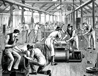 Die Pumpenwerkstatt in einem Werk in Cornwall, ca. 1880