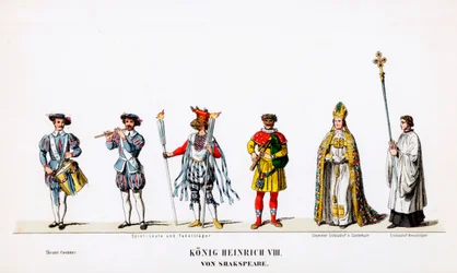 Theaterkostümentwürfe für Shakespeares Stück, Heinrich VIII., 19. Jahrhundert