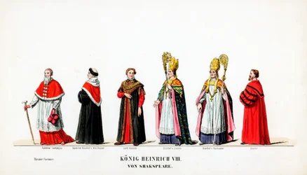 Theaterkostümentwürfe für Shakespeares Stück, Heinrich VIII., 19. Jahrhundert